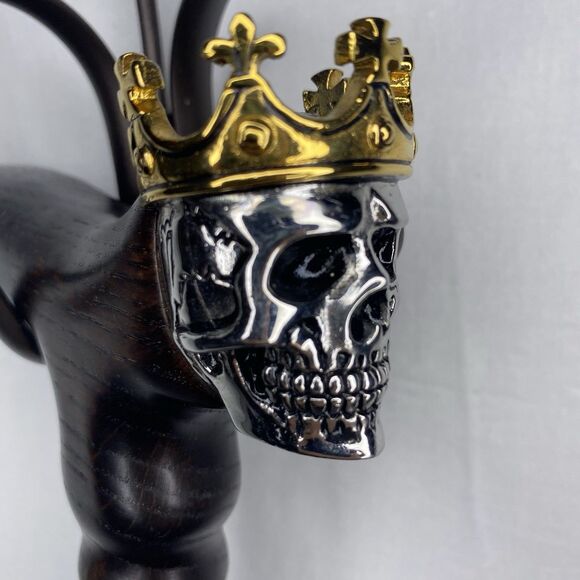 ASTEROM Walking Cane Skull King Crown Handle 35in Oak Wood Ergonomic Handmade - Picture 7 of 15